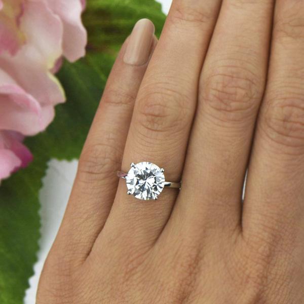 4ct Classic Round Solitaire Ring 4-prongs Round Cut Solitaire 