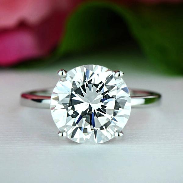 Final Sale: Classic 4 Carat Round Cut Solitaire Engagement Ring in White Gold over Sterling Silver