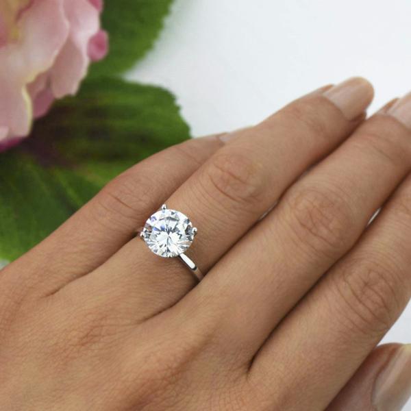 Final Sale: Classic 4 Carat Round Cut Solitaire Engagement Ring in White Gold over Sterling Silver
