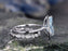 2.5 Carat Huge Pear Cut Aquamarine and Diamond Wedding Set with art deco band in White Gold