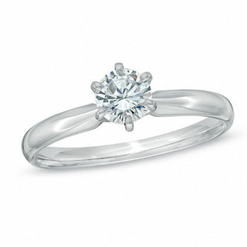 Classic 1/4 CT.T.W. Round Cut Diamond Six Prongs Engagement Ring in White Gold