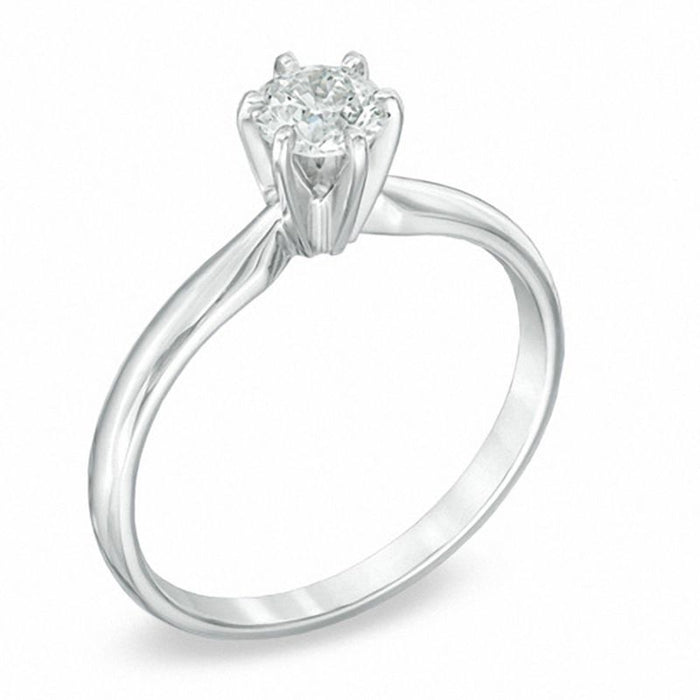 Classic 1/4 CT.T.W. Round Cut Diamond Six Prongs Engagement Ring in White Gold