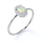 Classic Halo Set Oval Cut Opal and Diamond Stacking Ring in White Gold