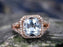 3 Carat Huge cushion cut Aquamarine and Diamond Halo Engagement Ring in Rose Gold