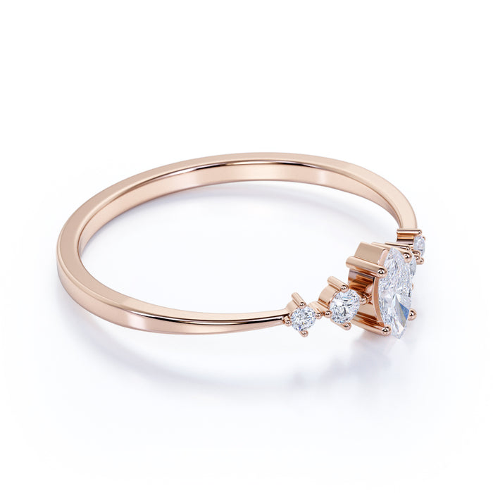 Charming Marquise Cut Diamond Stacking Wedding Ring in Rose Gold