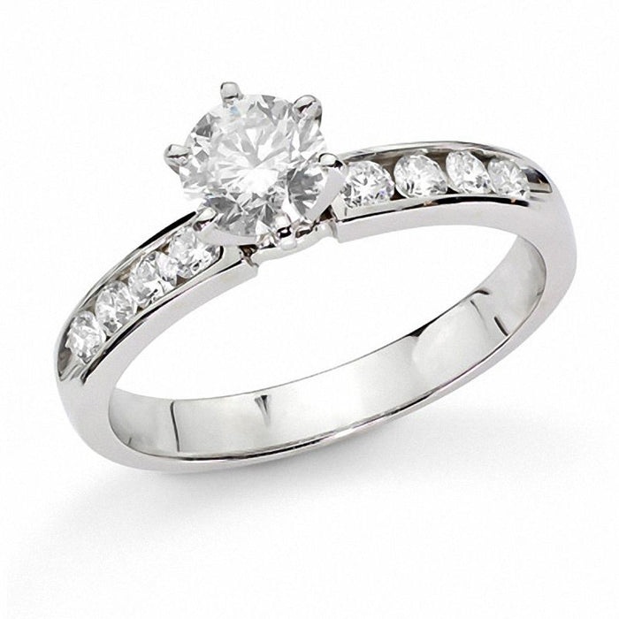 2/5 Carat Round Cut Diamond Engagement Ring in White Gold