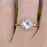 Classic 1.25 Carat Round Cut Blue Moonstone and Diamond Halo Engagement Ring in Rose Gold