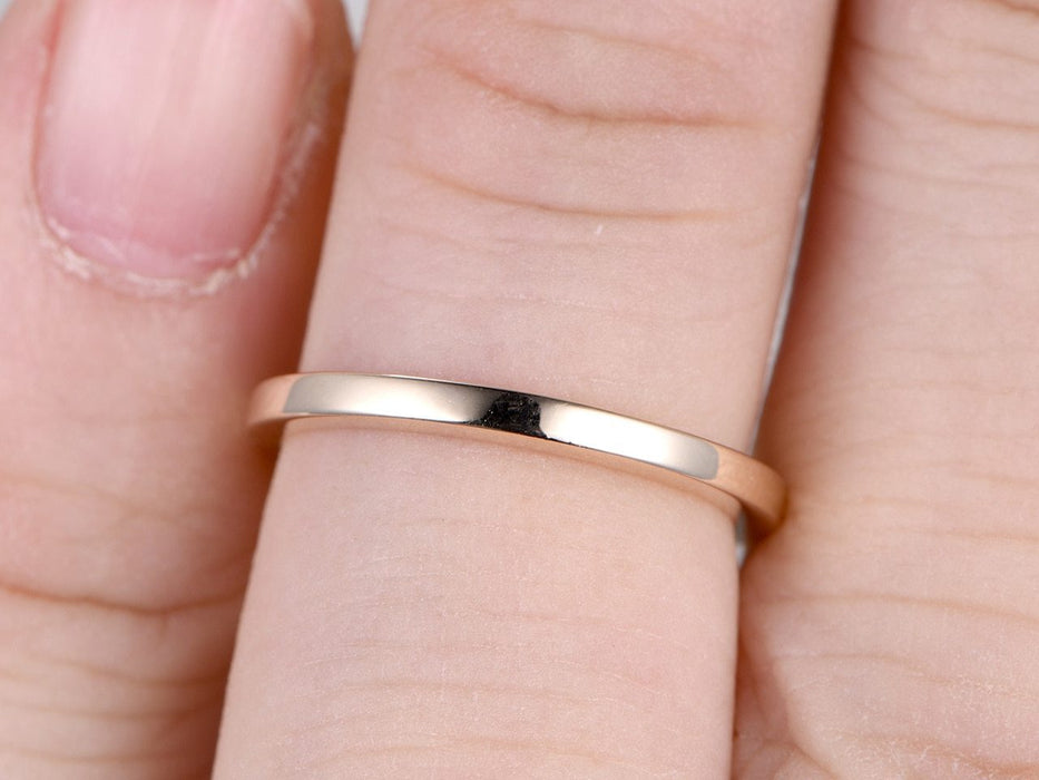 2mm plain Gold Wedding Ring Band in Rose Gold