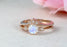 Antique 1.50 Carat Round Cut Rainbow Moonstone and Diamond Vintage Wedding Set with Crown Band in Rose Gold