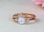 Antique 1.50 Carat Round Cut Rainbow Moonstone and Diamond Vintage Wedding Set with Crown Band in Rose Gold