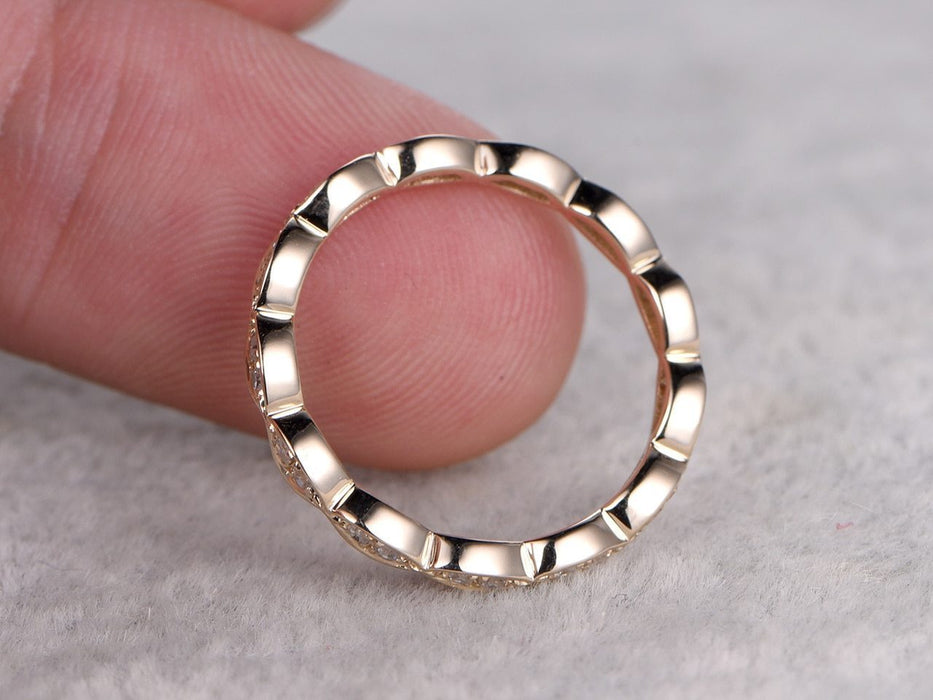 Eternity .50 Carat Round cut Diamond Wedding Ring Band Art deco design in Yellow Gold