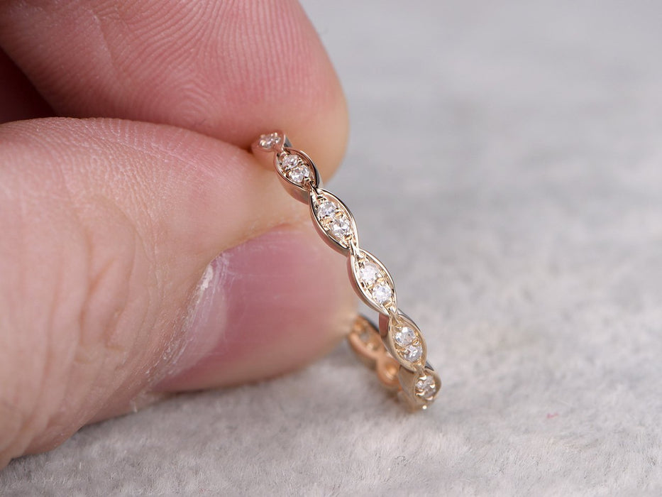 Eternity .50 Carat Round cut Diamond Wedding Ring Band Art deco design in Yellow Gold