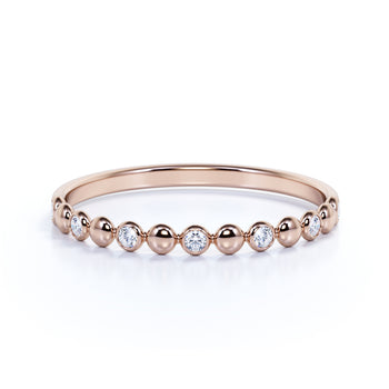 5 Stone Stackable Wedding Ring Band in Rose Gold