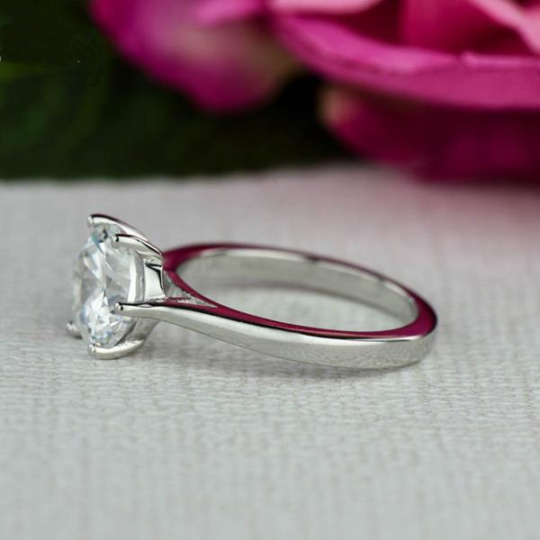 2 Carat Round Cut Solitaire Engagement Ring in White Gold over Sterling Silver