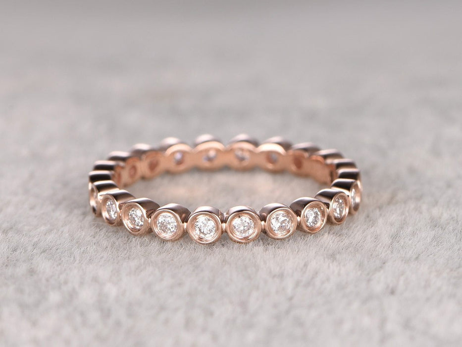 Eternity .50 Carat Round cut Diamond Wedding Ring Band Art deco design in Rose Gold