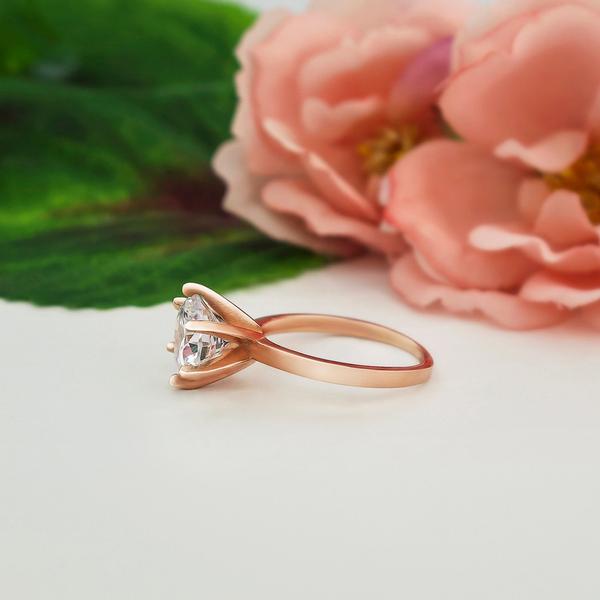 Final Sale: 2 Carat Round Cut Six Prongs Solitaire Engagement Ring in Rose Gold Over Sterling Silver