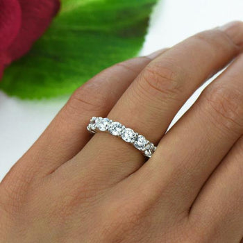 Huge 2 Carat Full Eternity Wedding Band in White Gold over Sterling Silver