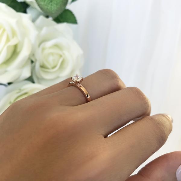 Minimal 0.5 Carat Round Cut Solitaire Ebagement Ring in Rose Gold Over Sterling Silve