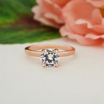 1 Carat Round Cut Solitaire Engagement Ring in Rose Gold Over Sterling Silve
