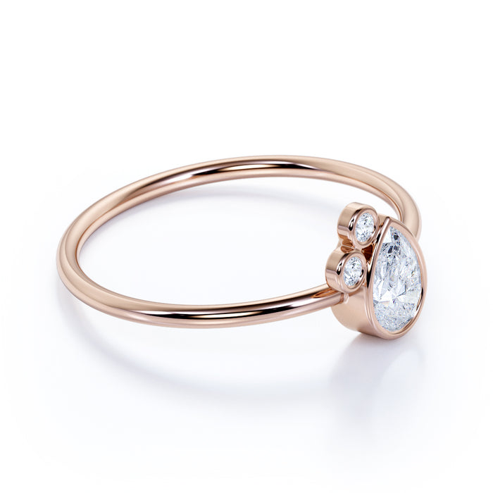Stunning Pear Shape Diamond Stacking Ring in Rose Gold