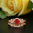 Glamorous 1.5 Carat Round Cut Ruby and Diamond Wedding Ring Set in 9k Rose Gold