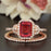 1.5 Carat Emerald Cut Ruby and Diamond Wedding Ring Set in 9k Rose Gold Dazzling Ring