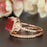 1.5 Carat Emerald Cut Ruby and Diamond Wedding Ring Set in 9k Rose Gold Dazzling Ring