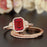 2 Carat Emerald Cut Ruby and Diamond Trio Wedding Ring Set in 9k Rose Gold Dazzling Ring