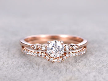 1.50 Carat Round Cut Moissanite and Diamond infinity Wedding Ring Set in Rose Gold