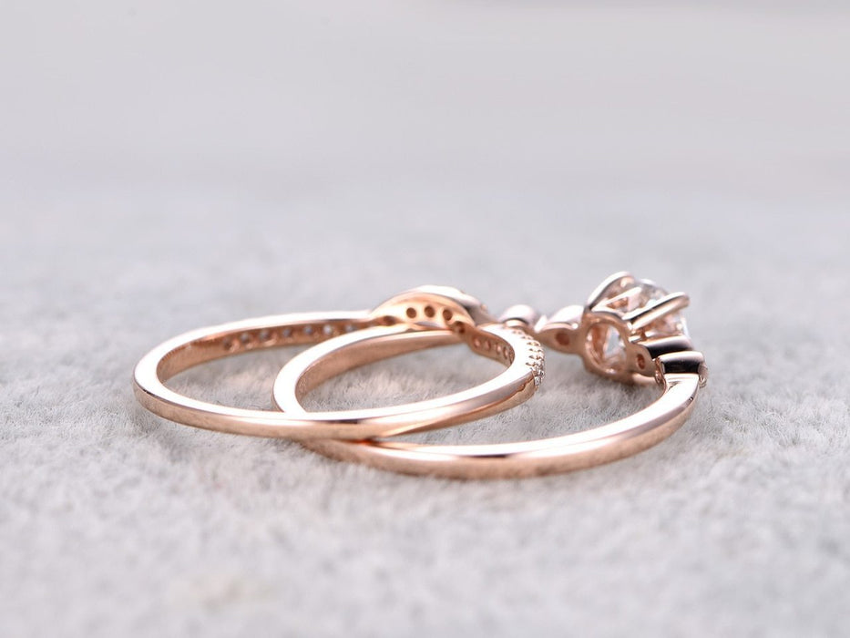 1.50 Carat Round Cut Moissanite and Diamond infinity Wedding Ring Set in Rose Gold