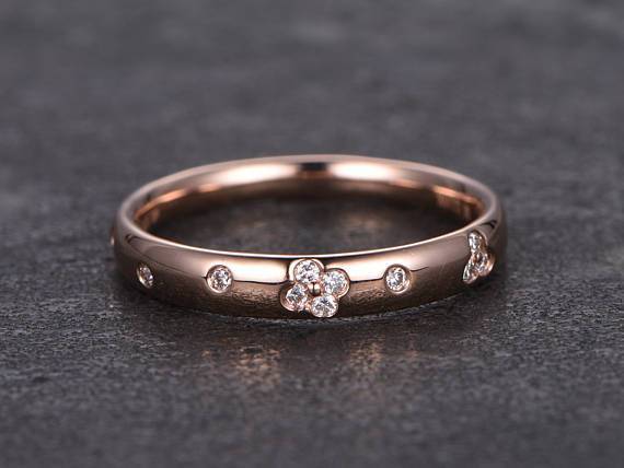 Designer .25 Carat Round cut Diamond Wedding Ring Band for Her in Rose Gold