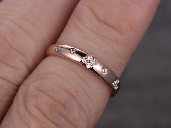 Designer .25 Carat Round cut Diamond Wedding Ring Band for Her in Rose Gold