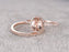 2 Carat Oval Cut Morganite and Diamond Halo Wedding Ring Set in Rose Gold