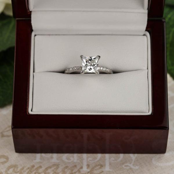 1.25 Carat Princess Cut Channel Eternity Engagement Ring in White Gold over Sterling Silver
