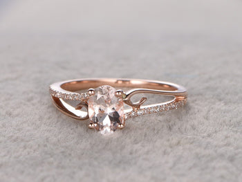 Lovely 1.25 Carat Oval Cut Morganite and Diamond Engagement Ring in Rose Gold