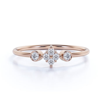 6 Stone White Diamond Minimalist Ring in Rose Gold