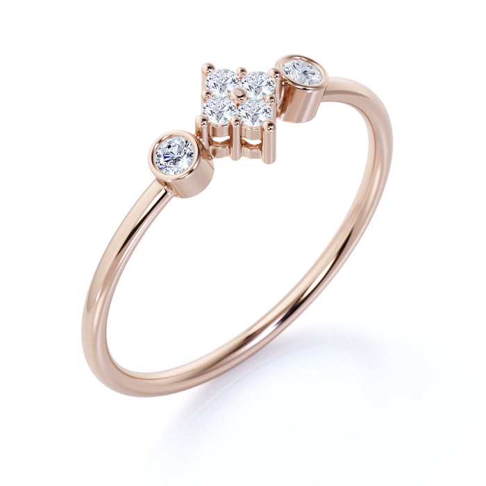 6 Stone White Diamond Minimalist Ring in Rose Gold