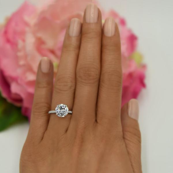 Accented 3.25 Carat Round Cut Solitaire Engagement Ring in White Gold over Sterling Silver