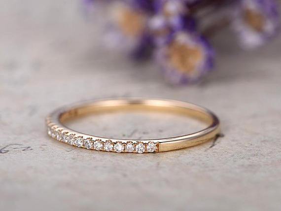 .25 Carat Round Cut Diamond Wedding Ring Band for Women in Yellow Gold