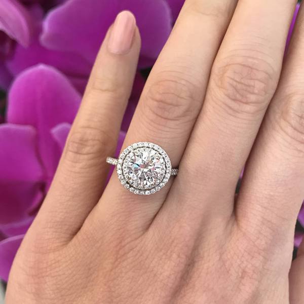 Round Shape White Natural Diamond Double Halo Engagement Ring In 14K Yellow  Gold Over Sterling silver (0.25 Cttw) - Walmart.com