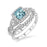 1.50 Carat Princess Cut Aquamarine and Diamond Bridal Ring Set for her in White Gold