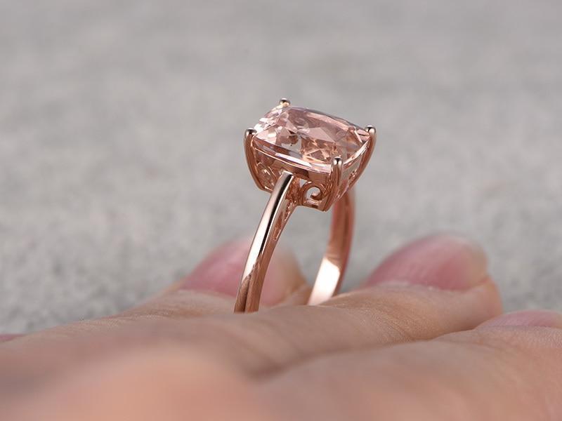 Solitaire 1 Carat Emerald Cut Morganite Engagement Ring in Rose Gold