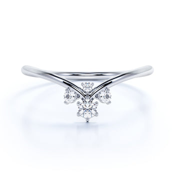 Elegant 4 Stone Stacking Wedding Ring Band with Round Diamonds in White Gold