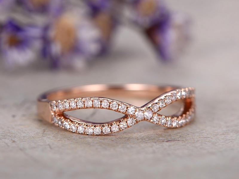 .50 Carat infinity Round Cut Diamond Wedding Ring Band in Rose Gold