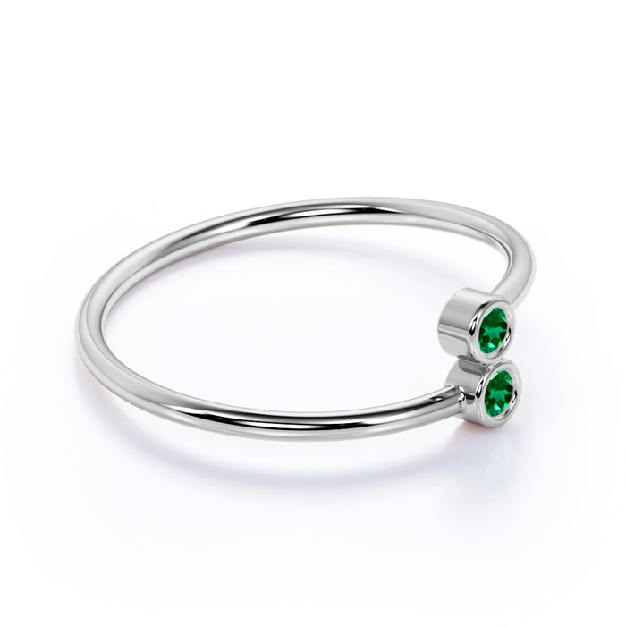 Slick Emerald Duo Mini Stacking Ring in Rose Gold