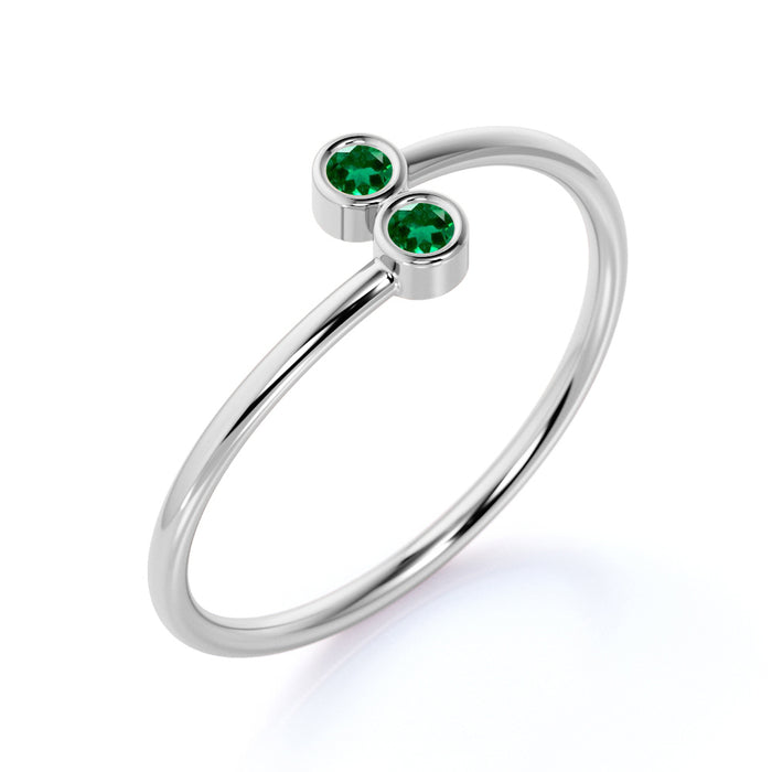 Slick Emerald Duo Mini Stacking Ring in Rose Gold