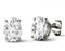 4 Prong 2 Carat Oval Cut Moissanite Solitaire Stud Earrings in White Gold