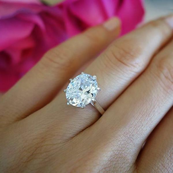 Final Sale 4 Carat Oval Cut Solitaire Engagement Ring in White Gold over Sterling Silver