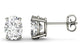 4 Prong 2 Carat Oval Cut Moissanite Solitaire Stud Earrings in White Gold