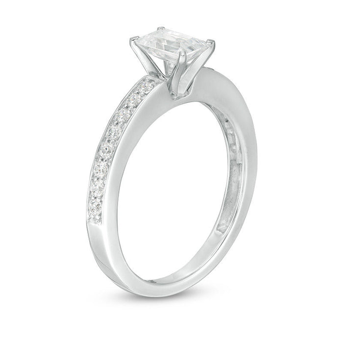 1/2 Carat Emerald Cut Diamond Engagement Ring in White Gold